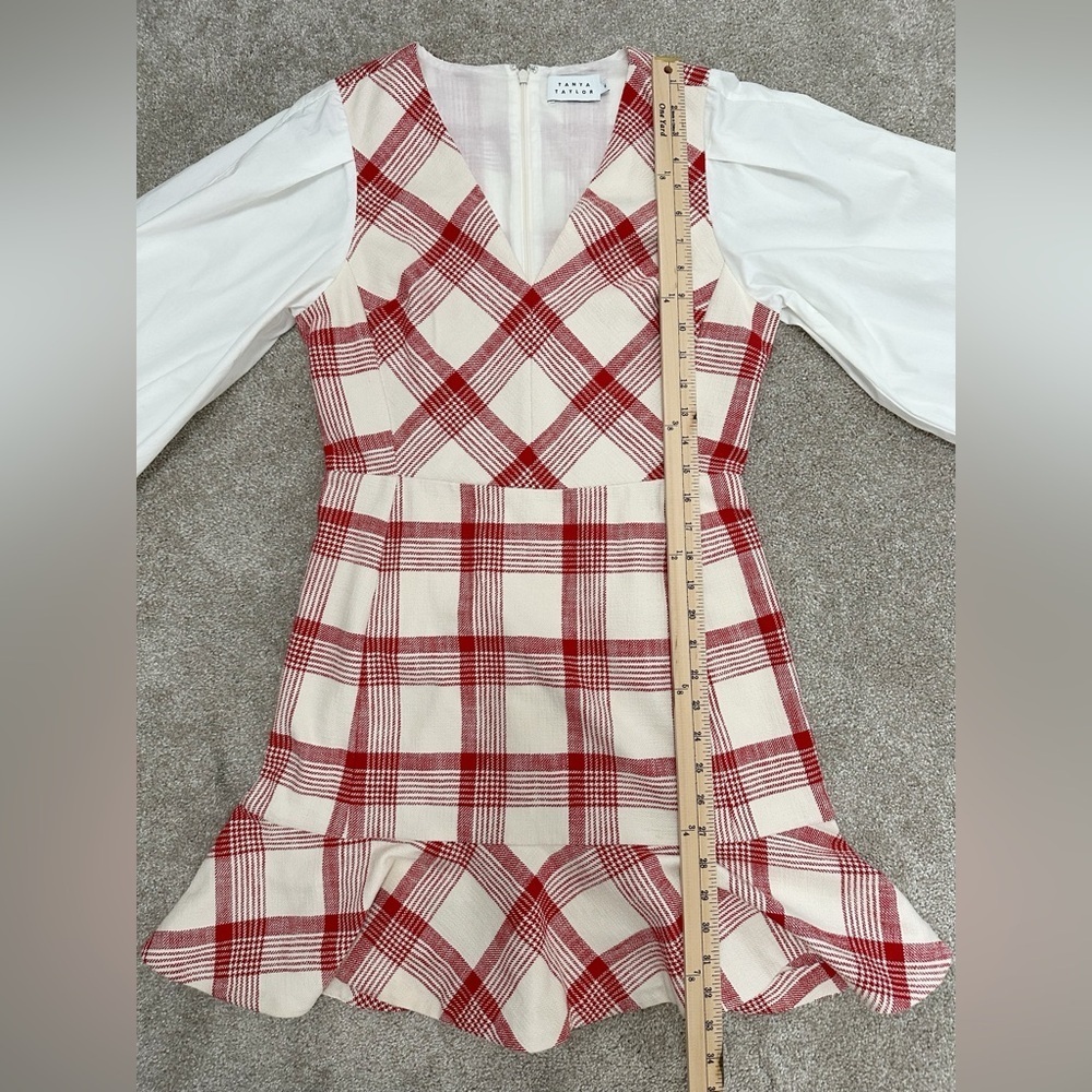 Tanya Taylor Gemma Dress Plaid w Flounce hem & Blouson sleeve - size 6 - NWT - Picture 8 of 16